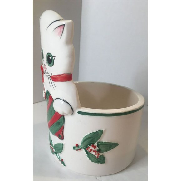 Andrea West Signed/Dated 1983 SigmaTastesetter Planter/Cat Christmas   Holly - Picture 2 of 8